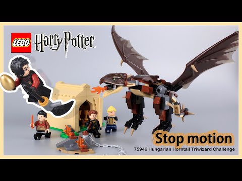 LEGO Harry Potter Hungarian Horntail Triwizard Challenge 75946 Stop Motion Speed Build Review
