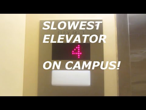 PAINFULLY SLOW Dover traction elevator at Fraser hall, KU, Lawrence KS