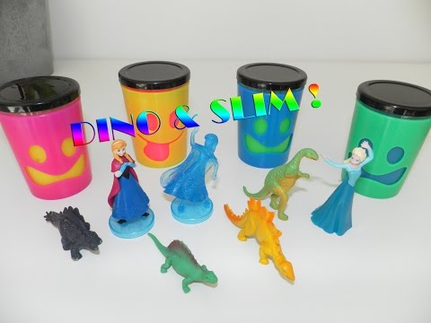 Figurines Reine des Neiges et Dinosaures dans du Slim (Unboxing)