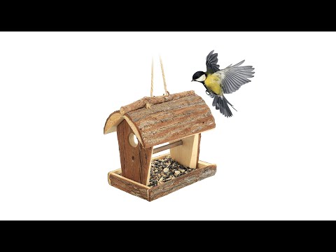 Mangeoire à oiseaux à suspendre Marron - Bois manufacturé - 14 x 18 x 20 cm