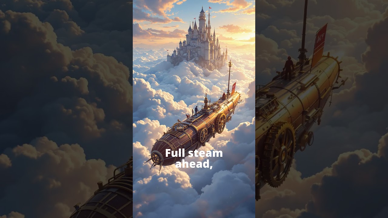 Air-ship and the floating castle. #steampunk #ai #aishorts #anime #fantasy #isekai #funny