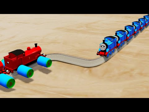 Impossible Thomas the Tank Vs Canned Thomas Red Curved Rail Tracks  - BeamNG.Drive