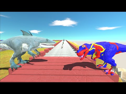 T - REX SUPERMAN AND KINGSHARK DEATH RUN - Animal Revolt Battle Simulator