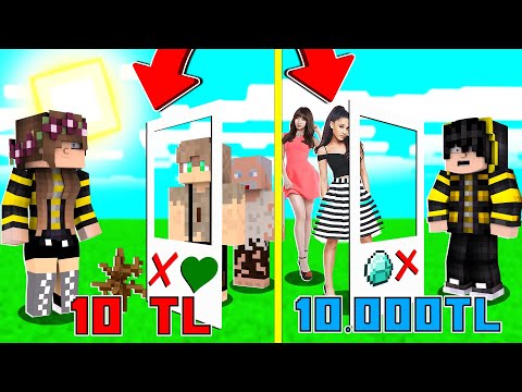 1 TL GERÇEK HAYAT TİNDER VS 10.000 TL GERÇEK HAYAT TİNDER! 😱 - Minecraft