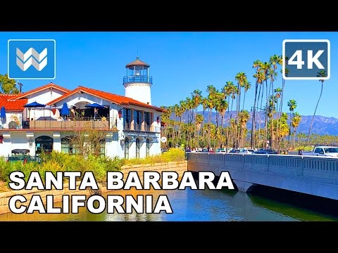 [4K] Downtown Santa Barbara in California USA - 2022 Walking Tour & Travel Guide 🎧 Binaural Sound