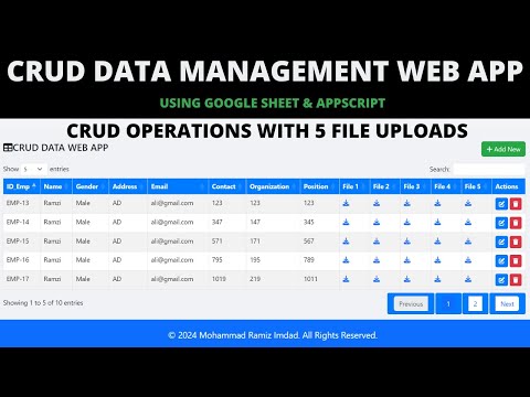 CRUD Management Web App with Google Apps Script | CRUD, File Upload & Google Sheets | B43