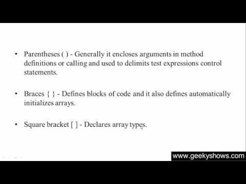 5 Separators in Java Programming Hindi