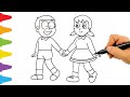 How To Draw Nobita and Shizuka From Doraemon | Easy Drawing For Kids