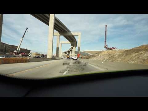 Dashcam view of I-820 / I-35W interchange construction at Fort Worth, Texas.