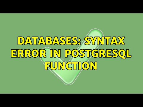 Databases Syntax Error In Postgresql Function