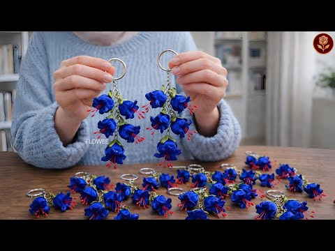 Elegant Satin Ribbon Flower Keychains | Handmade Decorative Craft
