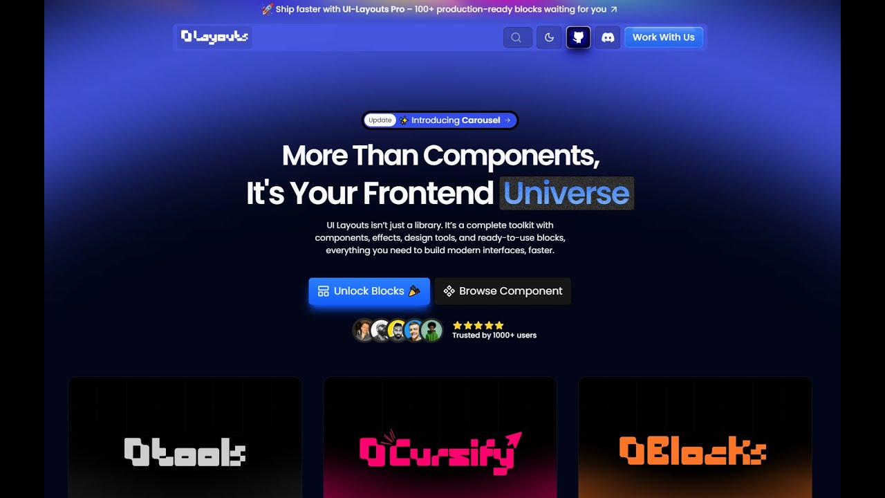 uilayouts: 100+ Animated React/Next.js Components for Modern UIs