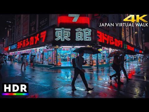 Japan Rainy Night Walk in Shinjuku, Tokyo • 4K HDR