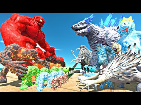 Lava Golem Team Fights Ice Monsters Team - Animal Revolt Battle Simulator