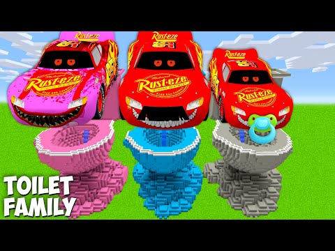 I Found BIGGEST TOILET OF MCQUEEN EXE FAMILY in Minecraft Animation Gameplay