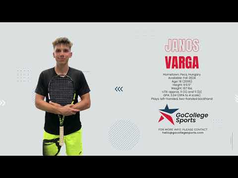 Janos Varga College Tennis Recruiting Video - Committed