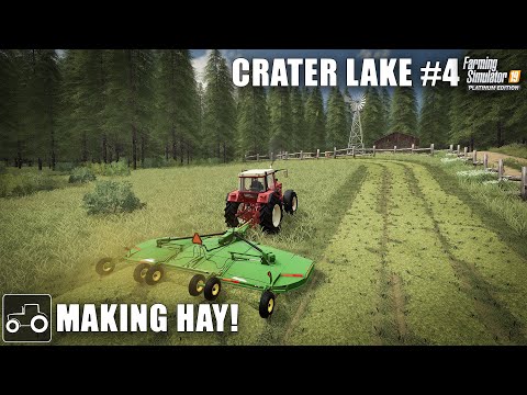 Mowing Grass For hay Bales, Crater Lake #4 Farming Simulator 19 Timelapse