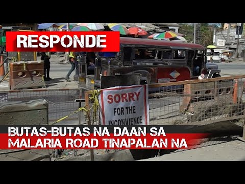 Butas na daan sa Malaria Road, tinapalan na