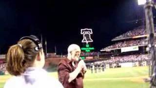 Dan May Singing "God Bless America" at a Phillies Game