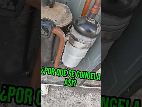 Why does the receiving tank freeze like this? #airconditioning #compressor