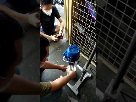 Testing homogenizer with soya drink