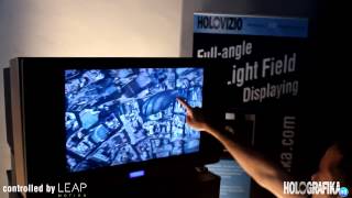 MyVR demonstration on HoloVizio 80WLT controlled by Leap Motion
