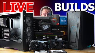 🟣 AMD vs Intel LIVE Build off!  -- Building $900-1000 Mid-Tier AMD and Intel Gaming PCs