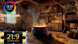 21:9 Ultrawide Witch's Cauldron Screensaver - Multiple Scenes - 10 Hours - 4K - OLED Safe