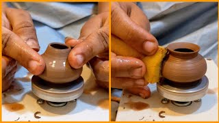 Satisfying Video Compilation Of Clay Pottery | Making Mini Clay Candle Holder On Mini Pottery Wheel