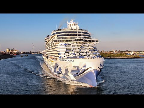 NORWEGIAN PRIMA leaving port of Amsterdam | Norwegian Cruise Line | Drone 4K |