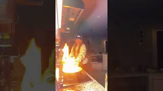 GIRL LEARNS NOT TO USE WATER ON GREASE FIRE THE HARD WAY 😭😭😭 #viral