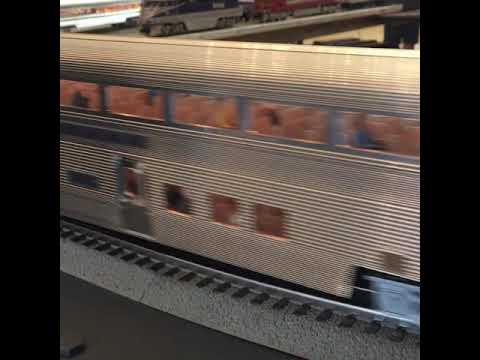 Lionel Santa Fe Alco's pulling K-line 21" chrome cars