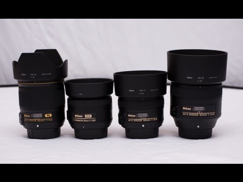 Nikon 28mm, 35mm, 50mm and 85mm 1.8g comparison