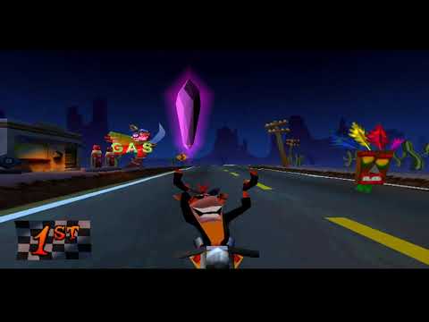 Crash Bandicoot - Warped (PS1) 105% Walkthrough pt16 - Road Crash