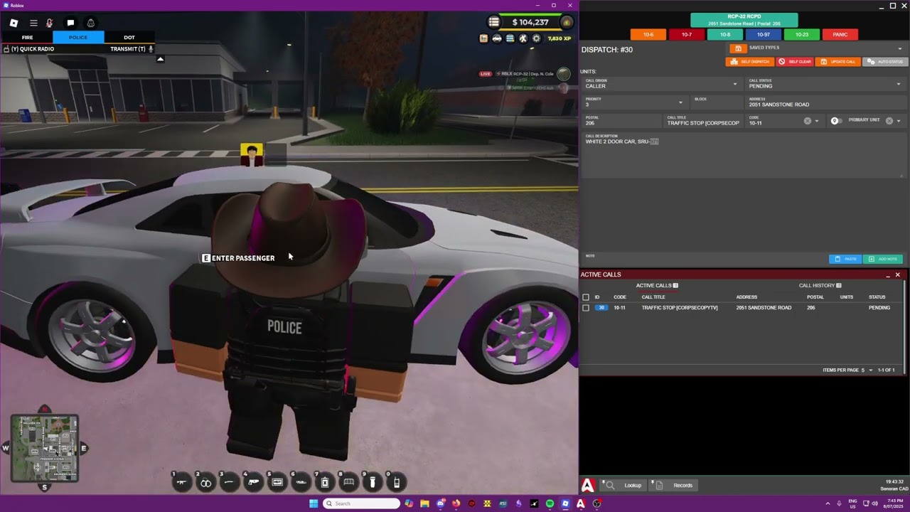 Automatic Police Traffic Stop - Sonoran CAD