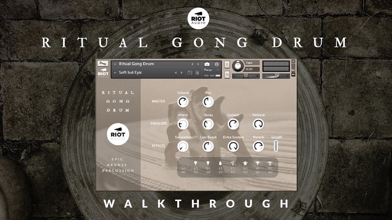 Walkthrough - Ritual Gong Drum | Epic Bronze Percussion | Sample Library for Kontakt 5.8+