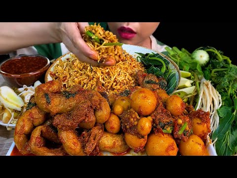 MUKBANG CHICKEN||SPICY UNLAID EGGS CURRY, SPICY FISH PASTE & WHITE RICE