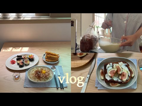 자취생vlog #35 이사 후 첫 요리🍙 1년 7개월만에 다시 시작한 자취라이프🤓 연어후토마끼, 순대차와 떡볶이, 무화과프토🍞