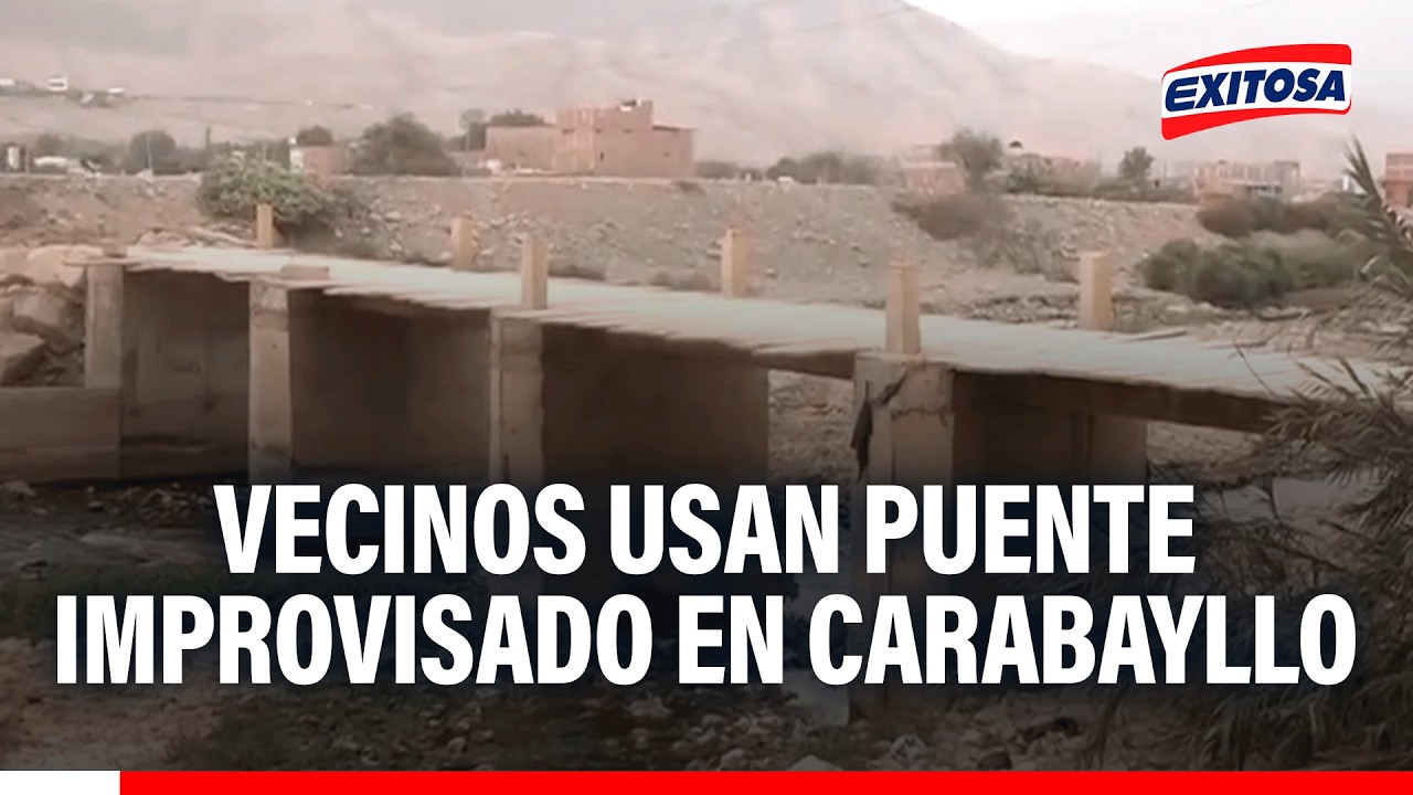 🔴🔵 Carabayllo: Vecinos cruzan río con puente improvisado
