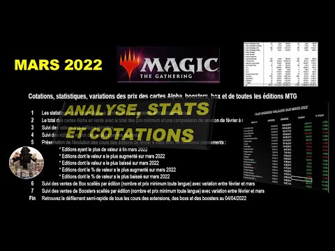 , title : 'Cotations, prix, stats des cartes Alpha, des boosters, box scellés et des éditions MTG Mars 2022'