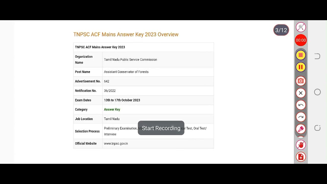 TNPSC ACF Mains Answer Key 2023 PDF| Exam Key, Objections