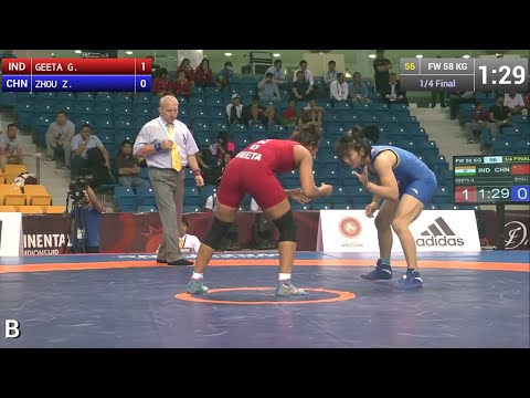 G. GEETA (IND) df. Z. ZHOU (CHN) | FW 58 kg | 1/4