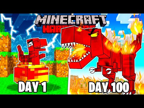 100 Days Surviving as FIRE DINOSAUR in Hardcore Minecraft!