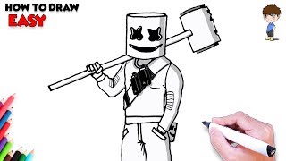 How to Draw Fortnite Marshmello Step by Step - Fortnite Skins Drawing
