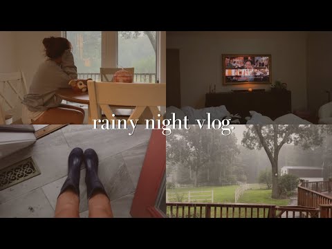 ⛈a rainy night vlog - cozy thunderstorms, cooking from the garden, horror movies, ice cream, etc