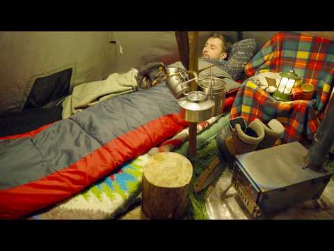 Knee-Deep Snow Camping with My Dog — His First Winter, Hot Tent & Tasty Food
