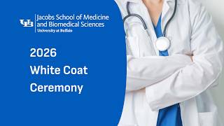 A link to the Class of 2030 video recording. A still image shows a doctor standing in a white coat with crossed arms.
