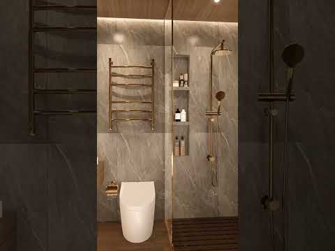 ✨ Luxury Bathroom Design | Gold Accents & LED Mirror Elegance #inyouths