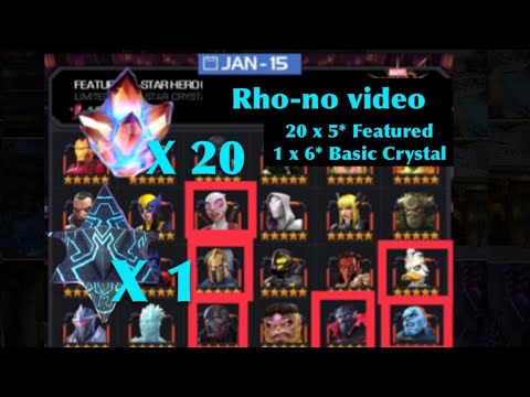 20 x 5* featured crystals, 1 x 6* basic crystal openings