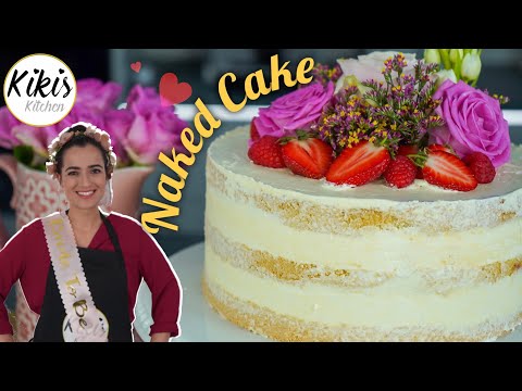 Naked Cake mit echten Blumen: Himbeercreme und Buttercreme / Verlobungstorte / Hochzeitstorte